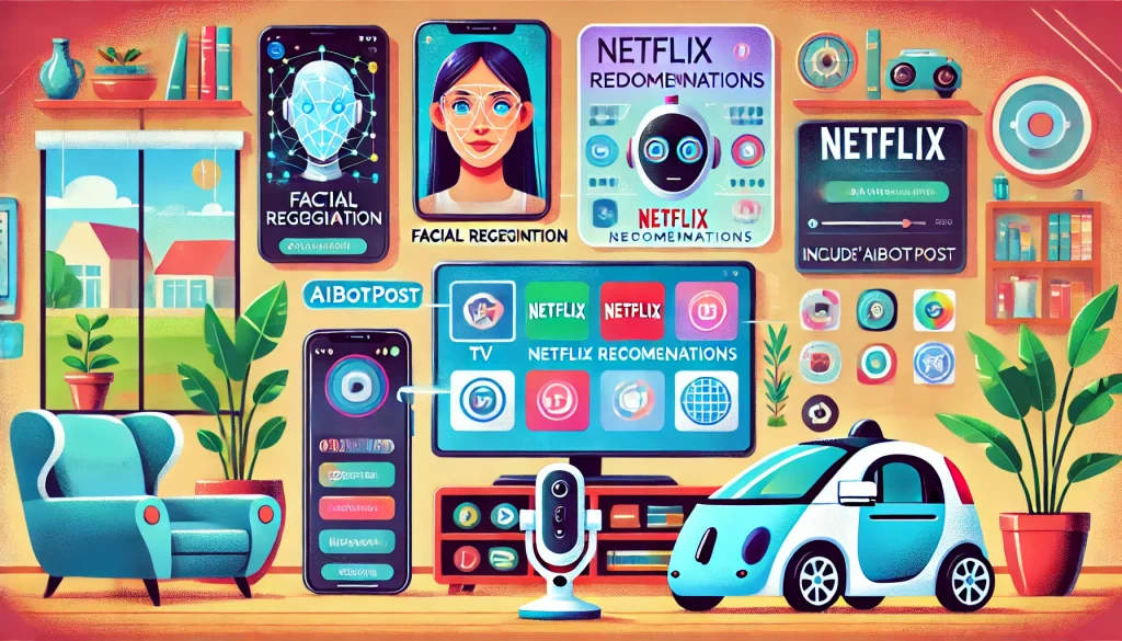 Une scène de vie quotidienne où plusieurs appareils et services utilisant le ML sont mis en évidence
