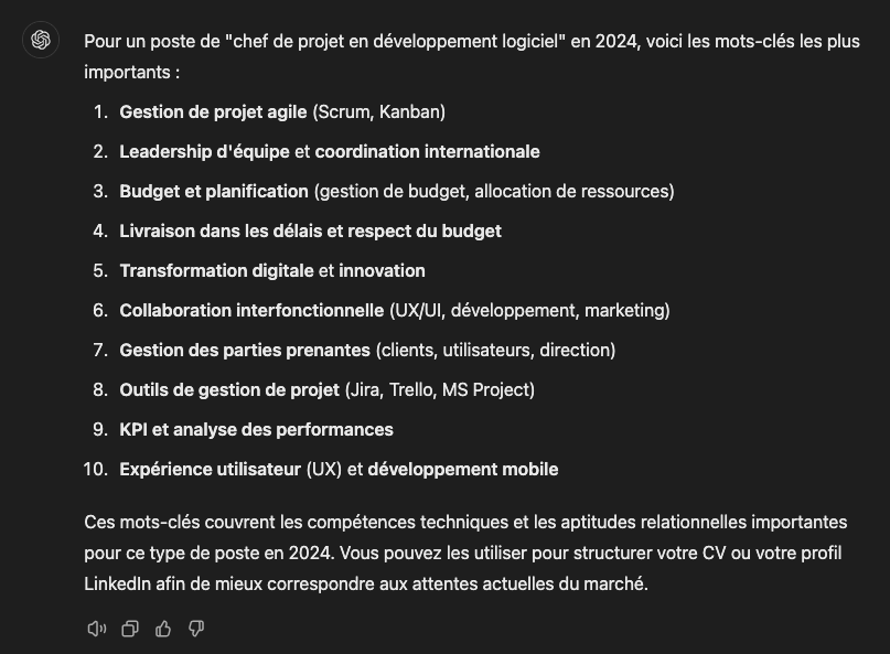 Mots-Clés CV ChatGPT