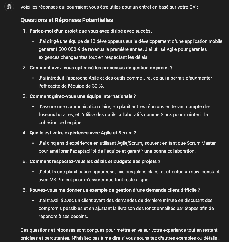 entretien préparé par ChatGPT