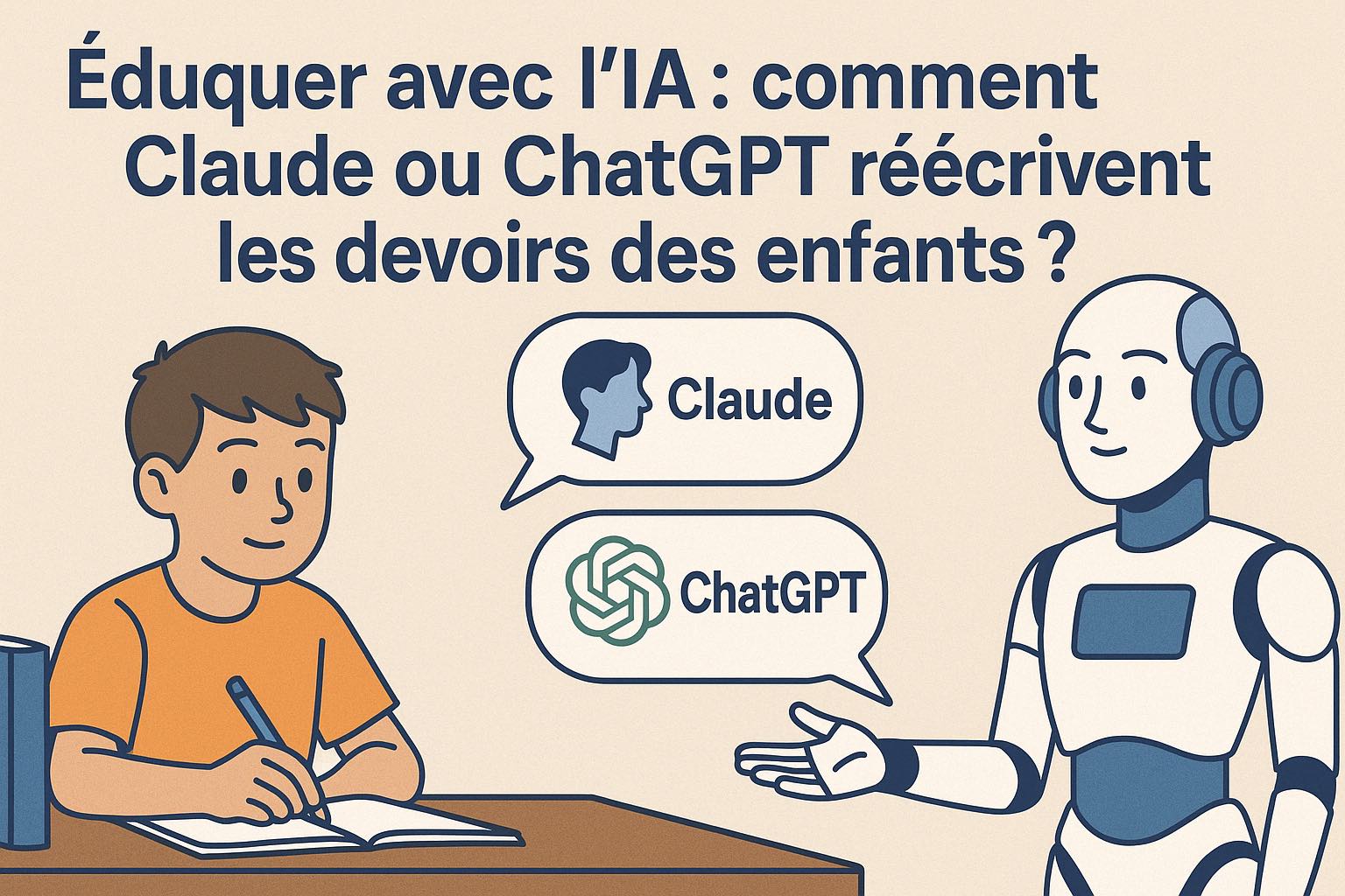 Éduquer avec l’IA : comment Claude ou ChatGPT réécrivent les devoirs des enfants ?
